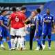 Brendan Rodgers, manager of Leicester City and Harry Maguire of Manchester United shake hands after the Premier League match between Leicester City and Manchester United.